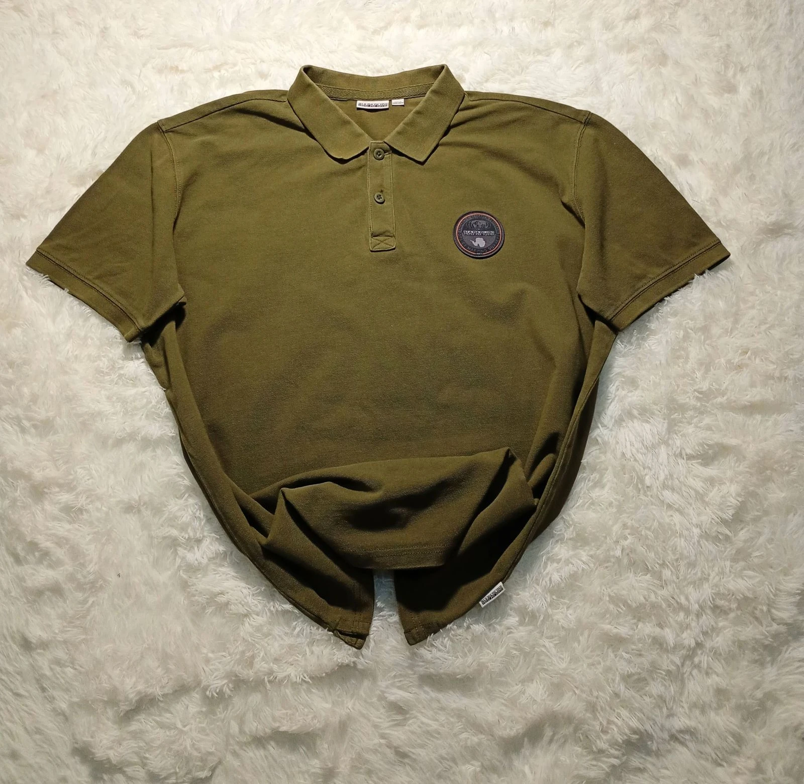 Vintage Napapijri Polo Shirt Olive Green XL